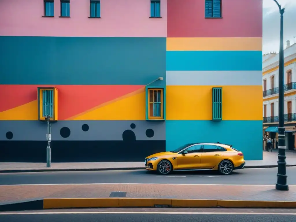 Un vibrante mural en Montevideo, Uruguay, que fusiona técnicas tradicionales con influencias abstractas