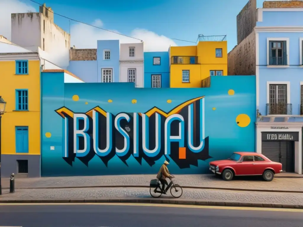 Un vibrante mural urbano en Uruguay, fusionando arte tradicional y contemporáneo